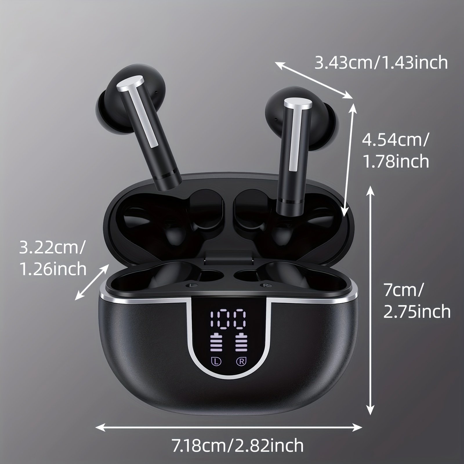 Wireless Stereo Earbuds with LED Power Display, in-Ear Earphones with Wireless Charging Case, ENC Noise Cancelling Headphones, Sport Headset with Mic for Smartphone - Image 5