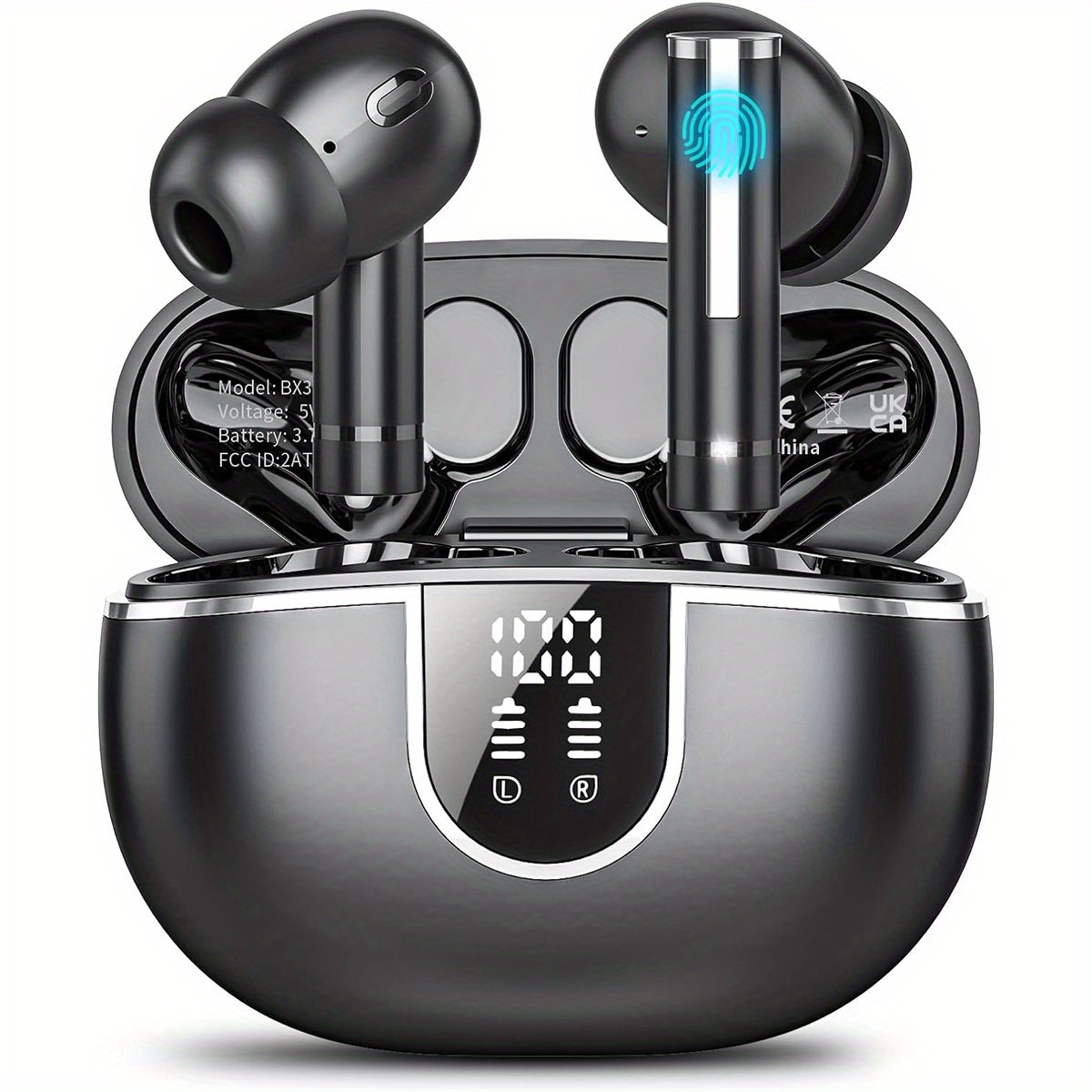 Wireless Stereo Earbuds with LED Power Display, in-Ear Earphones with Wireless Charging Case, ENC Noise Cancelling Headphones, Sport Headset with Mic for Smartphone - Image 11