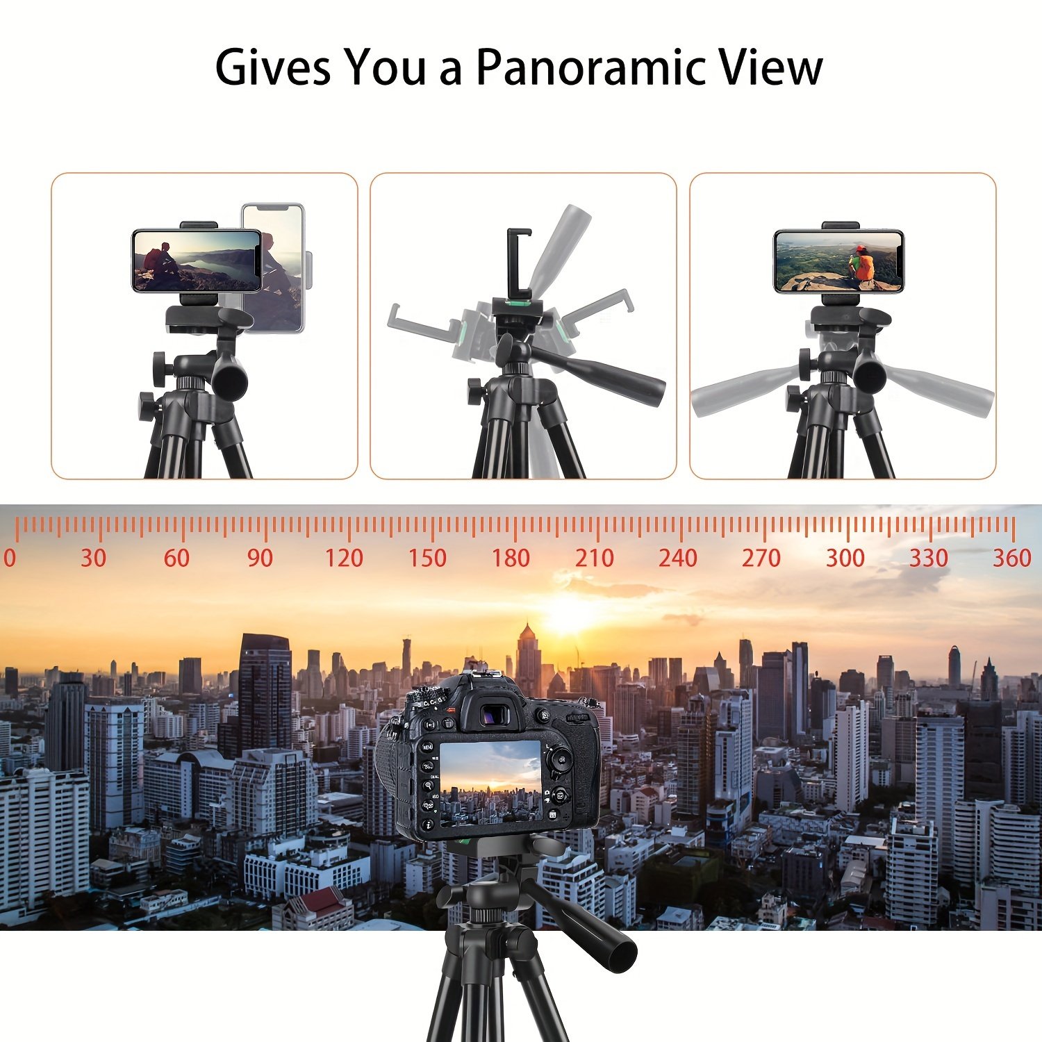 ZOMEI 139.7cm Black Aluminum Tripod with Phone Clip & Carry Bag - Adjustable, Portable Stand for Live Streaming, Vlogging | Compatible with Phones, Cameras, Mini Ring Lights, Perfect for Christmas Gifts, Holiday Office, Bedroom, Hotel, Party, Restaurant D - Image 6