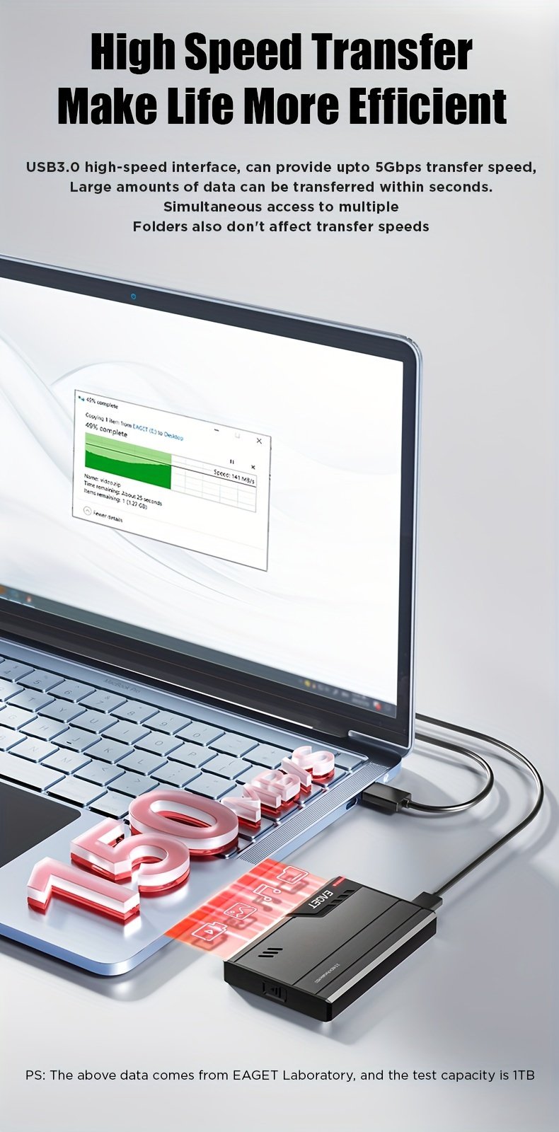 EAGET 6.35cm Portable HDD External Hard Drive, 500GB/1TB, USB 3.0, High-Speed 5Gbps, Metal Texture, Plug and Play for PC, Mac, PS4, Xbox - No Battery Required - Image 13