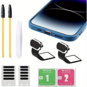 Anti-Lost Dust Plugs For IPhone Lightning Port Protects Charging Port Dust Cover For IPhone Speaker Dustproof Stickers Protector, Mesh Speaker Anti Dust Adhesive Cover Sets