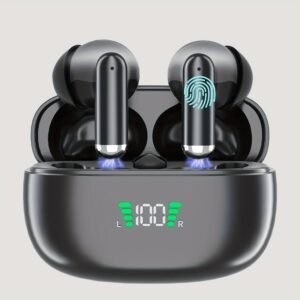 ANKRIYUL Wireless 5.3 Earbuds - Sleek Black TWS Stereo Sport Headphones with Touch Control, LED Digital Display Charging Case, Type-C Fast Charging, Wireless Connectivity for Phones