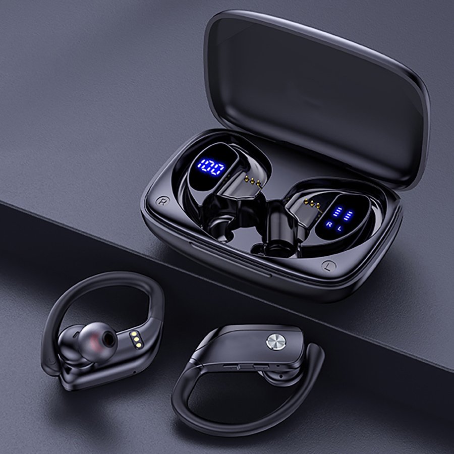 ANKRIYUL TWS Wireless Earbuds with Earhook, Stereo Sport Headset, Over Ear Headphones with LED Digital Display, Rechargeable Lithium Polymer Battery, Type-C Port Charging, Call Control, 2.5W-10W, No Charger Included - Image 2