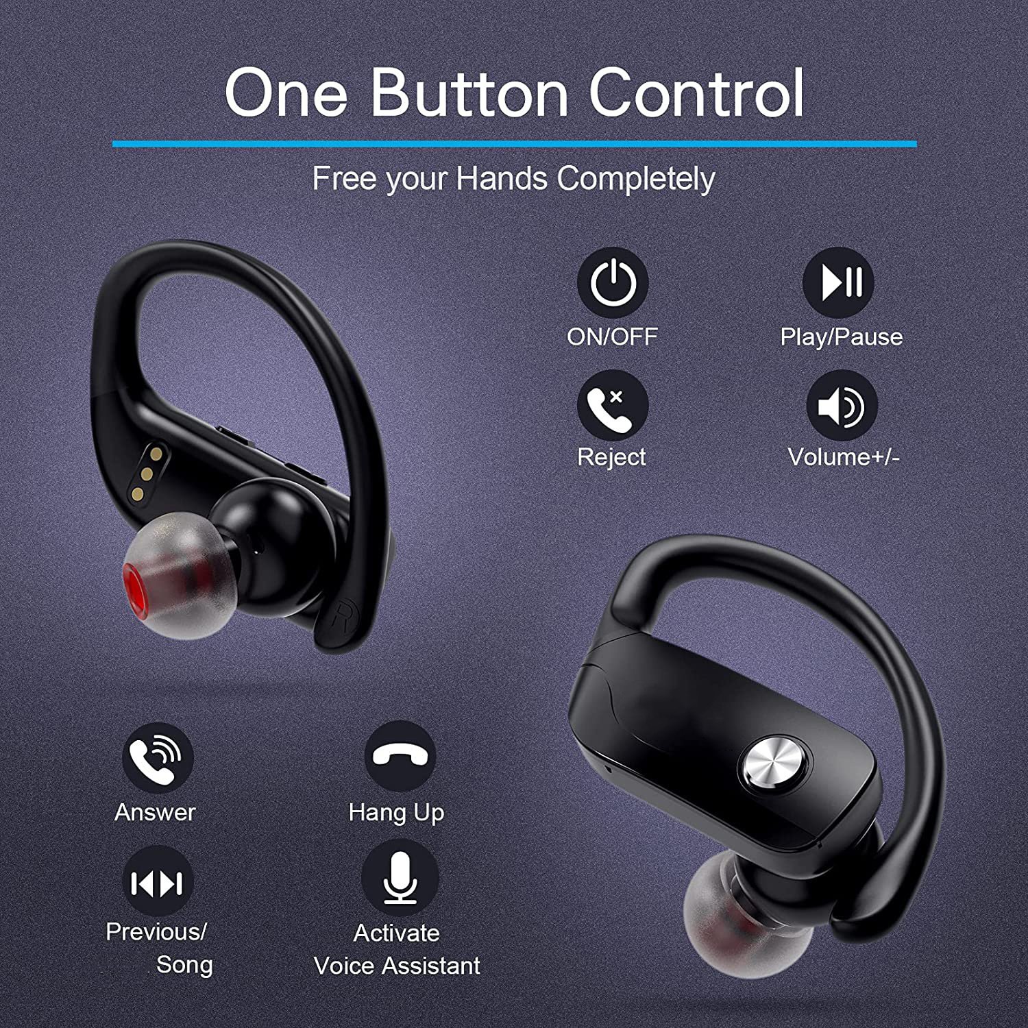 ANKRIYUL TWS Wireless Earbuds with Earhook, Stereo Sport Headset, Over Ear Headphones with LED Digital Display, Rechargeable Lithium Polymer Battery, Type-C Port Charging, Call Control, 2.5W-10W, No Charger Included - Image 13