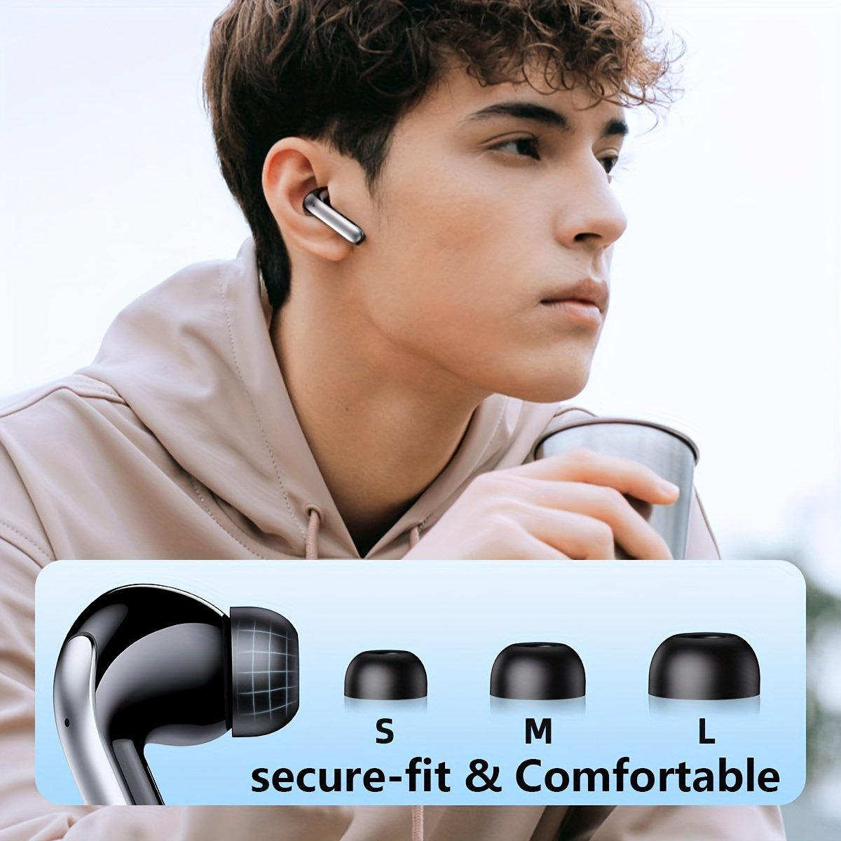 Wireless Earphone, Wireless 5.3 Headphones, 13MM Horn, 30H Playtime, Type-C Fast Charging Case, Stereo Wireless In-Ear Headphones For IPhone/Android In-Ear Headphones, Gaming Business Sports Headset Ear Microphone. With Digital Power Display - Image 7