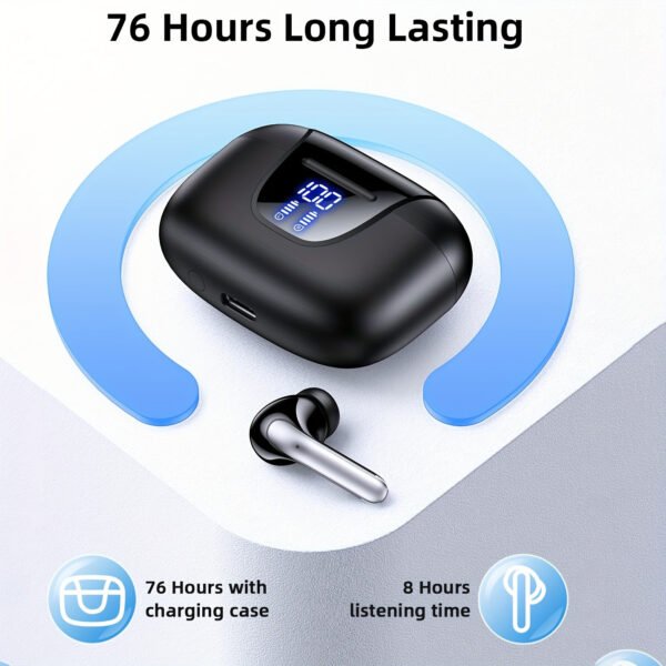 Wireless Earphone, Wireless 5.3 Headphones, 13MM Horn, 30H Playtime, Type-C Fast Charging Case, Stereo Wireless In-Ear Headphones For IPhone/Android In-Ear Headphones, Gaming Business Sports Headset Ear Microphone. With Digital Power Display - Image 4