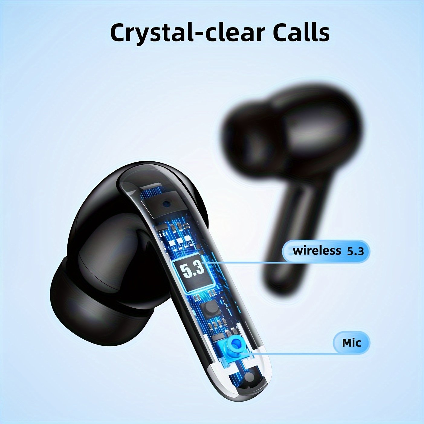Wireless Earphone, Wireless 5.3 Headphones, 13MM Horn, 30H Playtime, Type-C Fast Charging Case, Stereo Wireless In-Ear Headphones For IPhone/Android In-Ear Headphones, Gaming Business Sports Headset Ear Microphone. With Digital Power Display - Image 2