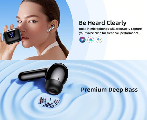 Wireless Earphone, Wireless 5.3 Headphones, 13MM Horn, 30H Playtime, Type-C Fast Charging Case, Stereo Wireless In-Ear Headphones For IPhone/Android In-Ear Headphones, Gaming Business Sports Headset Ear Microphone. With Digital Power Display - Image 9