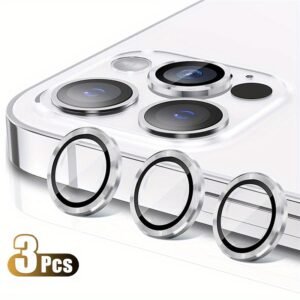3Pcs Metallic Luster Lens Glass Ring Caps Case For IPhone 15 14 Plus 13 12 Mini 11 Pro Max Full Protective Lens Cover Camera Protection
