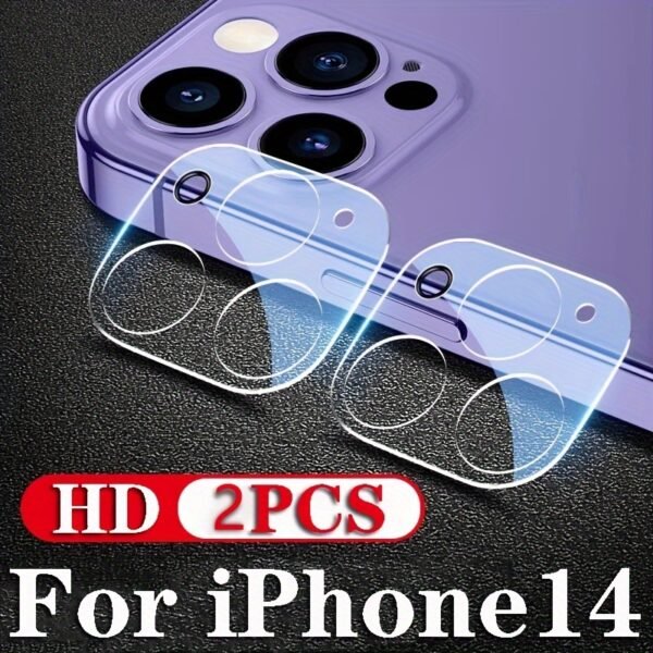 2-Pack HD Glass Camera Lens Protector for iPhone 14/14 Plus/14 Pro/14 Pro Max, 13/13 Pro/13 Pro Max, 12/12 Pro/12 Pro Max, 11/11 Pro/11 Pro Max - Scratch Resistant, Glossy Full Coverage Transparent Protective Film - Image 2