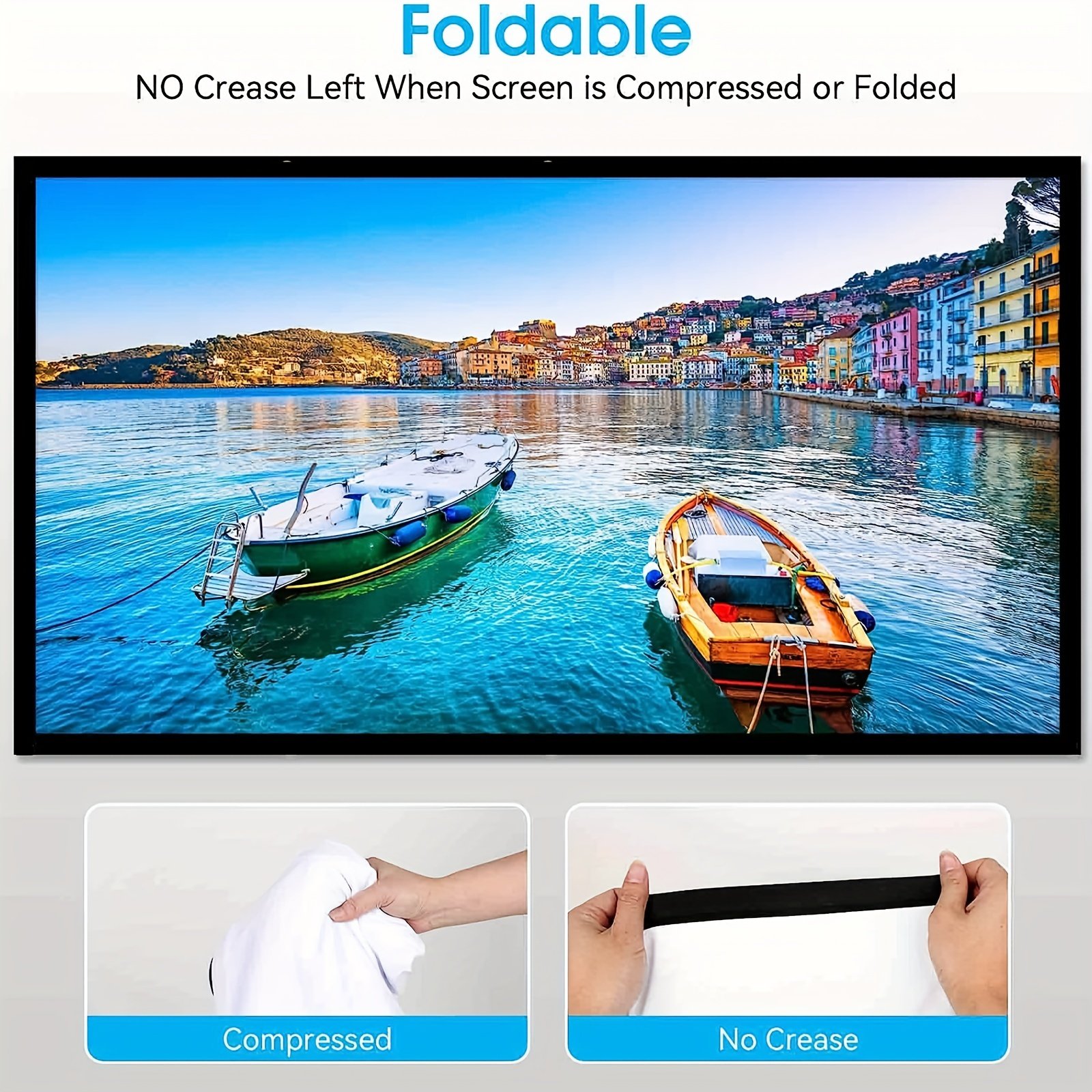 60-Inch 4K HD Portable Projector Screen - Double Sided, Washable & Foldable for Indoor/Outdoor Home Theater, Camping Parties & Office Use, Projector for Movies On Wall - Image 5