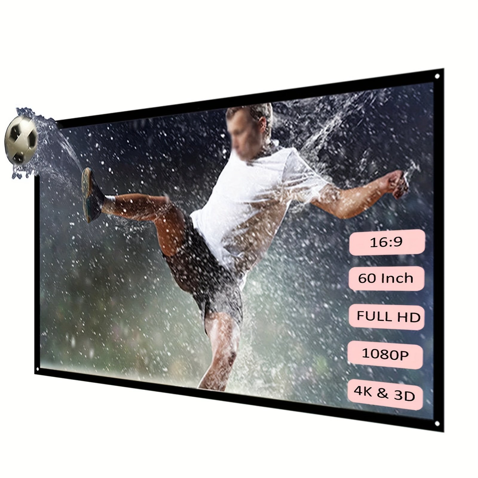 60-Inch 4K HD Portable Projector Screen - Double Sided, Washable & Foldable for Indoor/Outdoor Home Theater, Camping Parties & Office Use, Projector for Movies On Wall - Image 3