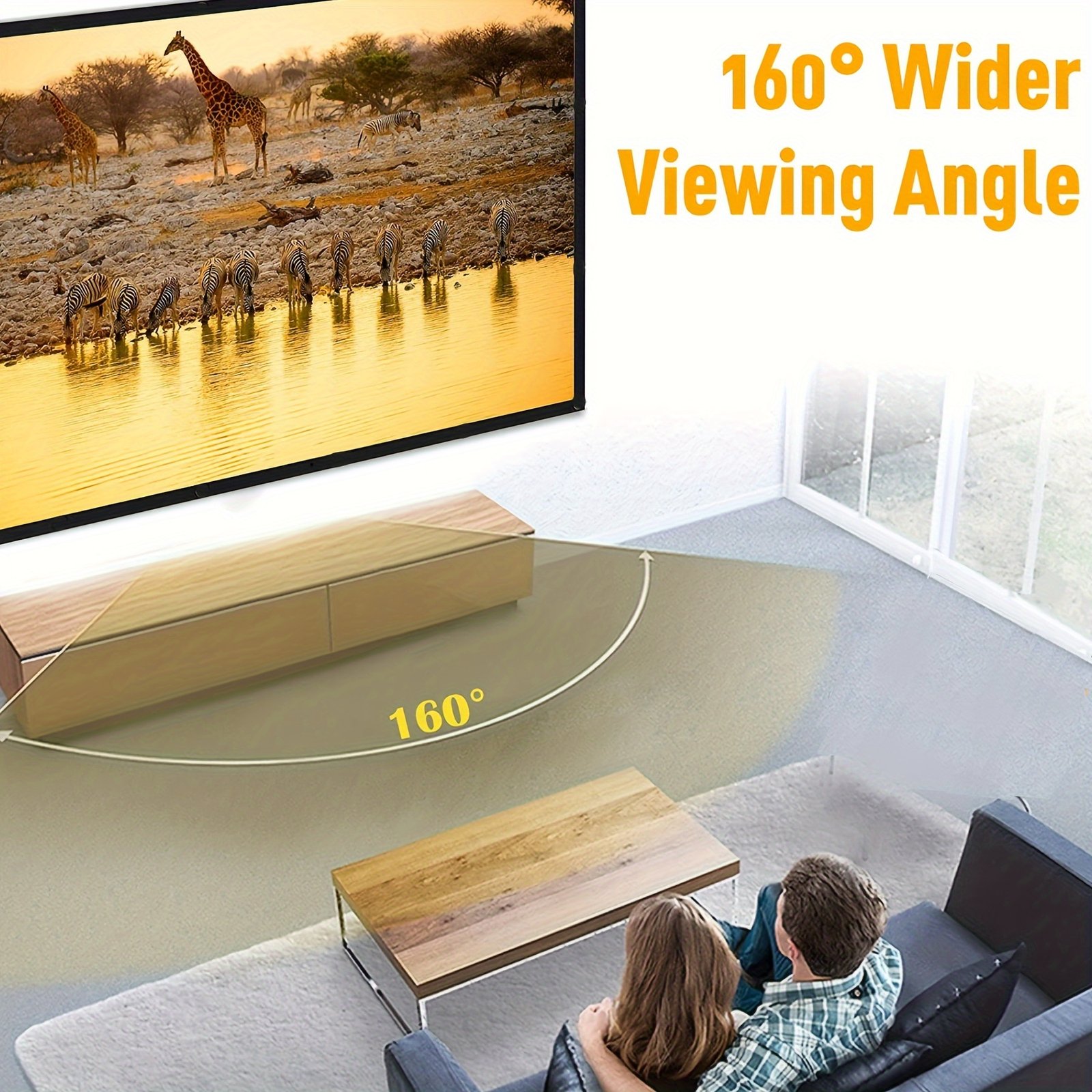 60-Inch 4K HD Portable Projector Screen - Double Sided, Washable & Foldable for Indoor/Outdoor Home Theater, Camping Parties & Office Use, Projector for Movies On Wall - Image 4