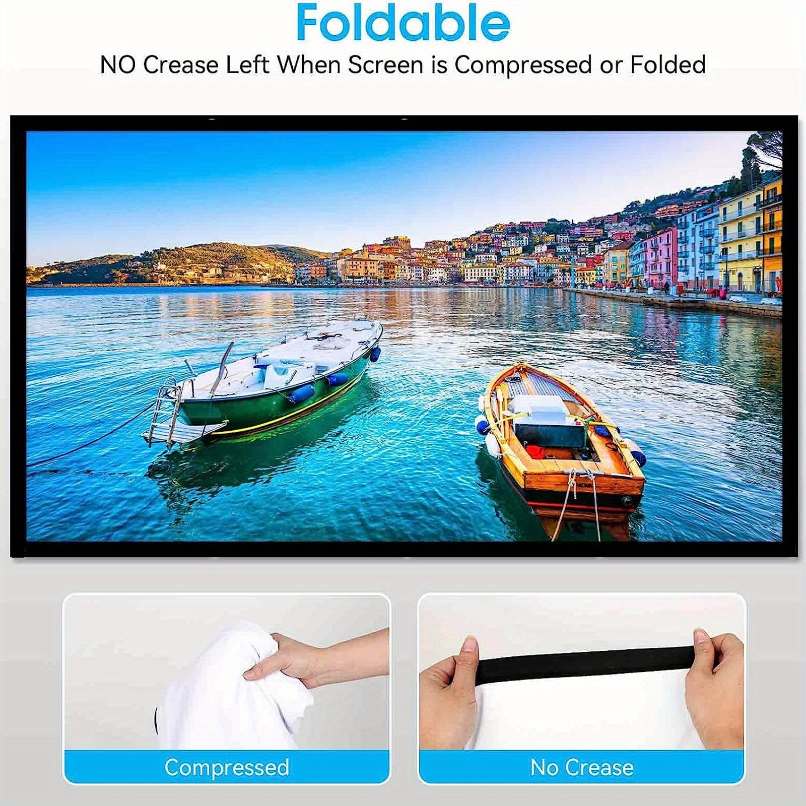60-Inch 4K HD Portable Projector Screen - Double Sided, Washable & Foldable for Indoor/Outdoor Home Theater, Camping Parties & Office Use, Projector for Movies On Wall - Image 11