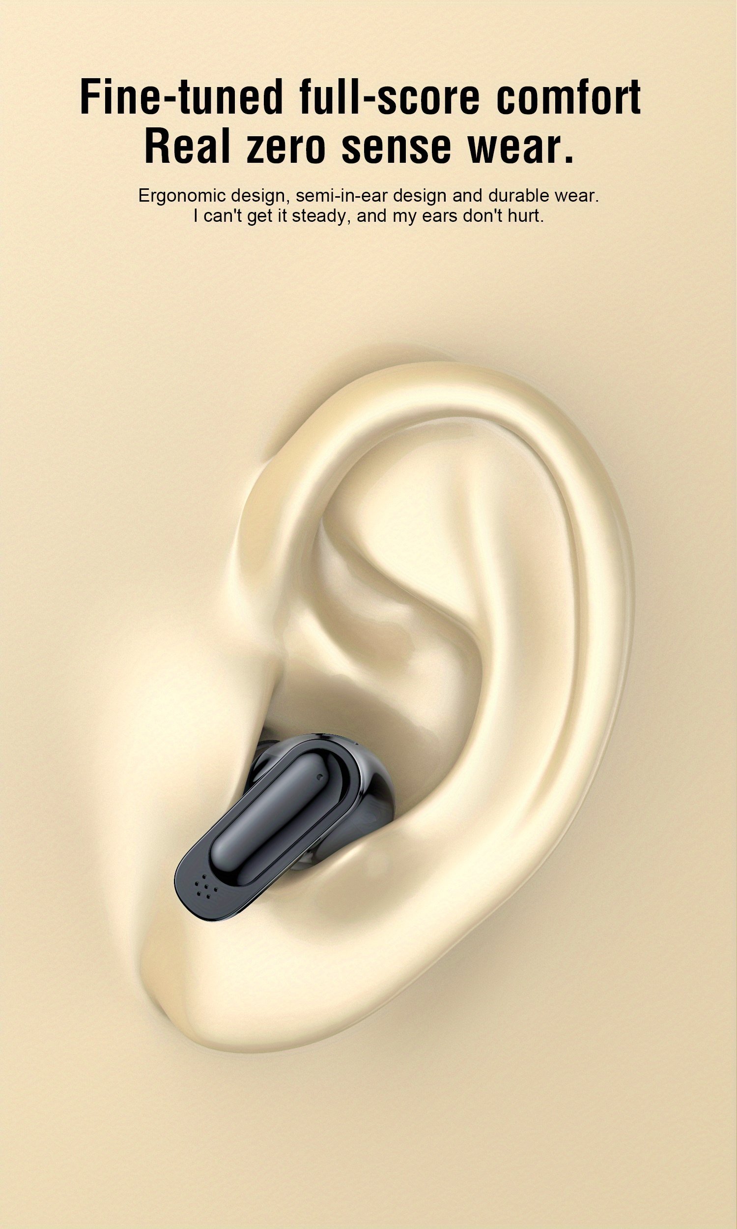 2024 Upgraded Wireless Earbuds, Touch Control Semi-Open-Back In-Ear Headphones, BT5.4 High Fidelity Sound, Non-Waterproof, Compatible with Apple, Huawei, Samsung - 300mAh Lithium Polymer Battery, Type-C Charging, 1-10W Power Range - Image 13