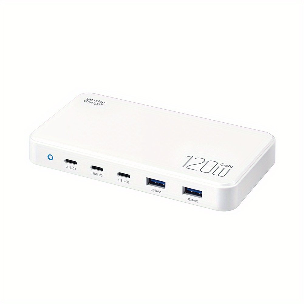 1pc 120W GAN Cell Phone Electronics Charger Multi-functional Quick Charging Station with 2 Ports QC 3.0 USB 3 type-c Quick Charger for Smartphones, Laptops, Watches and Other USB Devices - Image 4