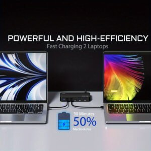 1pc 120W GAN Cell Phone Electronics Charger Multi-functional Quick Charging Station with 2 Ports QC 3.0 USB 3 type-c Quick Charger for Smartphones, Laptops, Watches and Other USB Devices