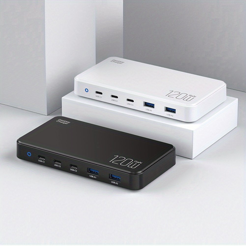 1pc 120W GAN Cell Phone Electronics Charger Multi-functional Quick Charging Station with 2 Ports QC 3.0 USB 3 type-c Quick Charger for Smartphones, Laptops, Watches and Other USB Devices - Image 10