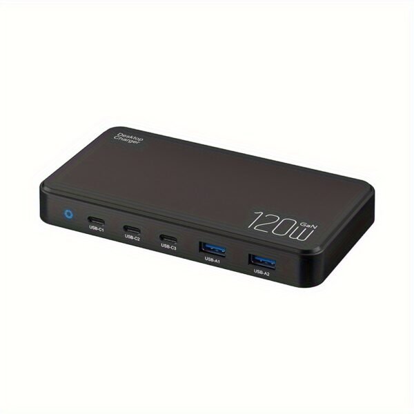 1pc 120W GAN Cell Phone Electronics Charger Multi-functional Quick Charging Station with 2 Ports QC 3.0 USB 3 type-c Quick Charger for Smartphones, Laptops, Watches and Other USB Devices - Image 2