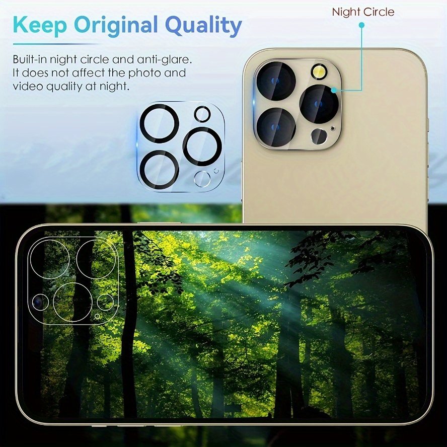 4pcs Full-Coverage for iPhone 11/12/13/14/15/16 Pro Max Camera Lens Protector - Transparent & Protective Glass - Image 3