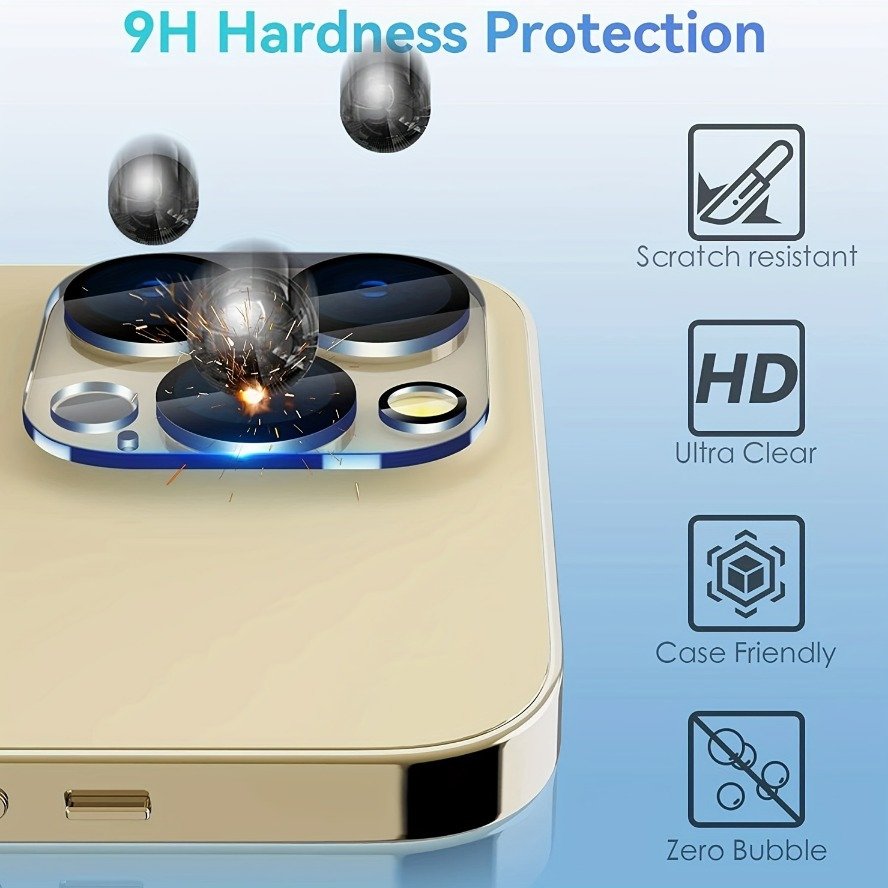 4pcs Full-Coverage for iPhone 11/12/13/14/15/16 Pro Max Camera Lens Protector - Transparent & Protective Glass - Image 2