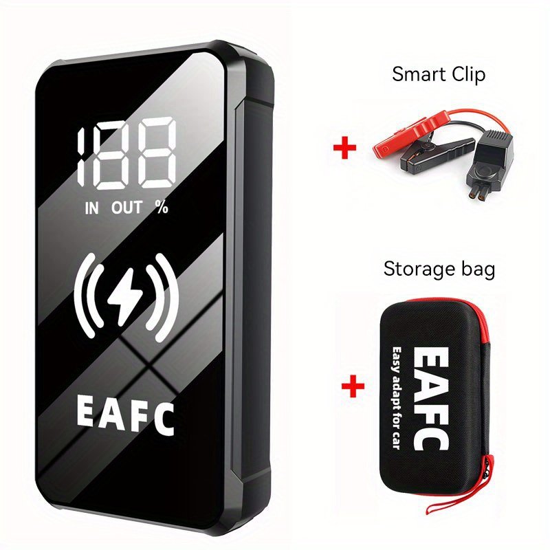 EAFC MultiFunction Portable Car Jump Starter with Wireless Charging Function, Rechargeable Lithium Battery-18650 Series, 10W Output Power, USB Charging, for 6.0L Gasoline Car 4.0L Diesel Car Starter - Image 6