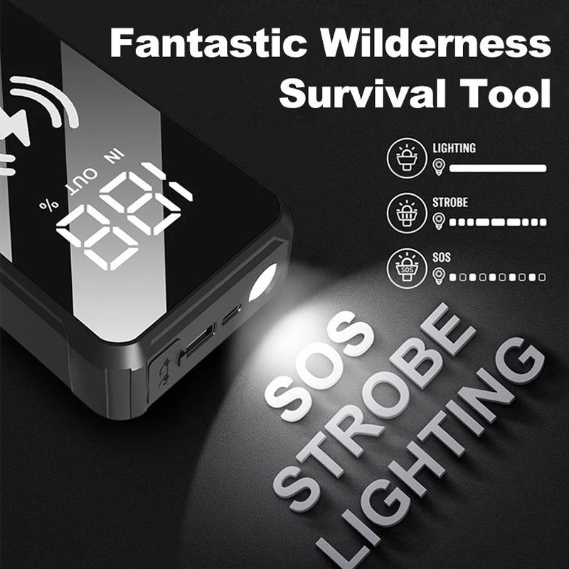 EAFC MultiFunction Portable Car Jump Starter with Wireless Charging Function, Rechargeable Lithium Battery-18650 Series, 10W Output Power, USB Charging, for 6.0L Gasoline Car 4.0L Diesel Car Starter - Image 3