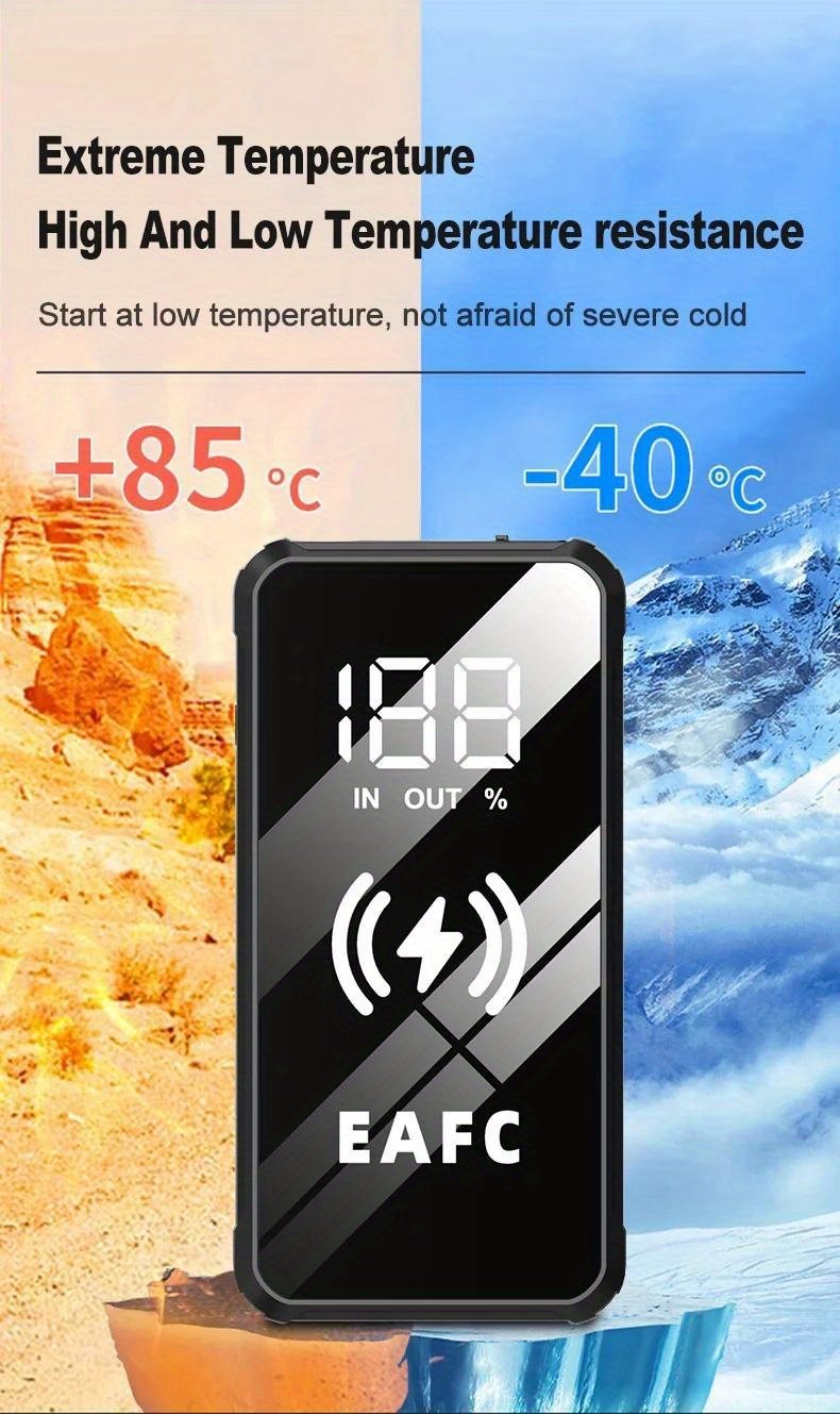 EAFC MultiFunction Portable Car Jump Starter with Wireless Charging Function, Rechargeable Lithium Battery-18650 Series, 10W Output Power, USB Charging, for 6.0L Gasoline Car 4.0L Diesel Car Starter - Image 14