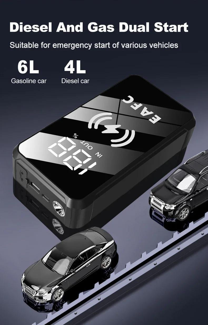 EAFC MultiFunction Portable Car Jump Starter with Wireless Charging Function, Rechargeable Lithium Battery-18650 Series, 10W Output Power, USB Charging, for 6.0L Gasoline Car 4.0L Diesel Car Starter - Image 15