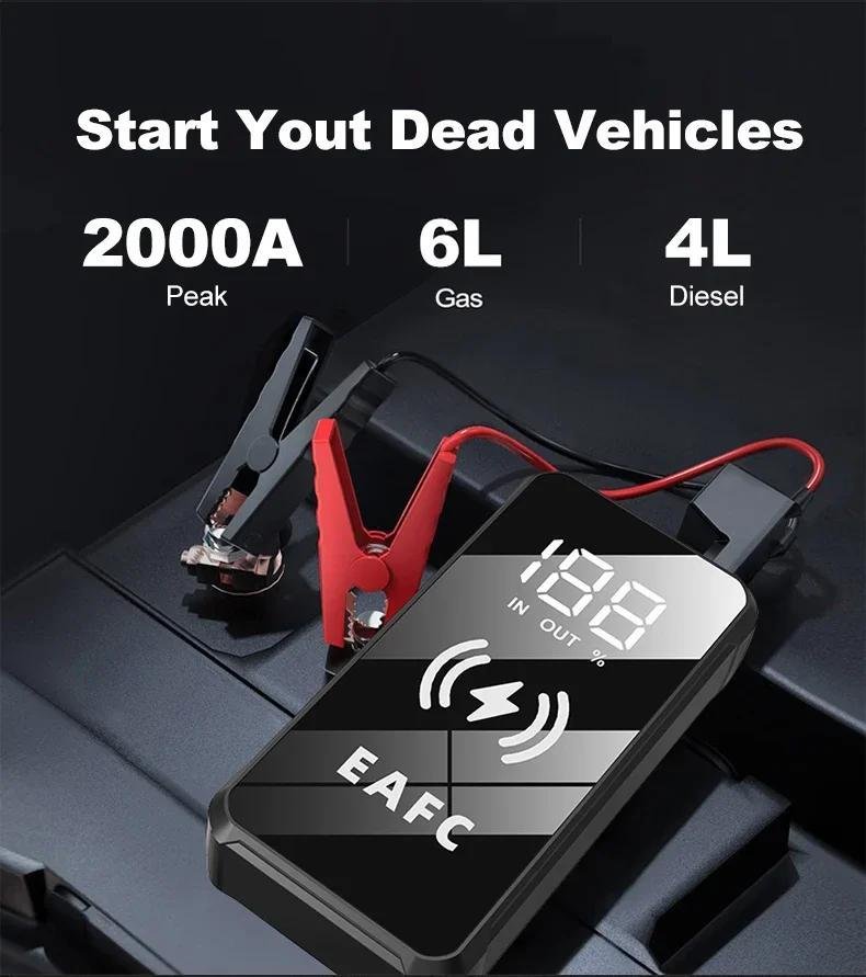 EAFC MultiFunction Portable Car Jump Starter with Wireless Charging Function, Rechargeable Lithium Battery-18650 Series, 10W Output Power, USB Charging, for 6.0L Gasoline Car 4.0L Diesel Car Starter - Image 17