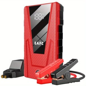 EAFC Portable 12V Car Jump Starter with LED Light - USB Rechargeable, Smart Auto Battery Charger for Gas & Diesel Cars up to 4.0L