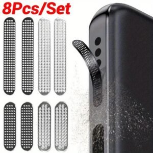 8pcs-set Universal Luxury Metal Dust Guard Mobile Phone Hole Dust-Proof Adhesive Phone Sticker Net Ultra Thin Anti-Dust Mesh Covers