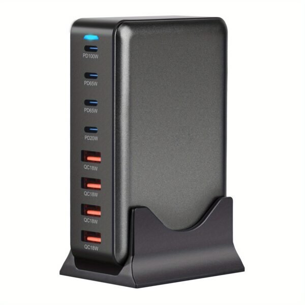 1 pc320w high power multi-port charger with European standard plug with 4 USB and 4 type-c ports multiple charging ports car charger fast cell phone charger with LED charging indicator charging station - Image 4