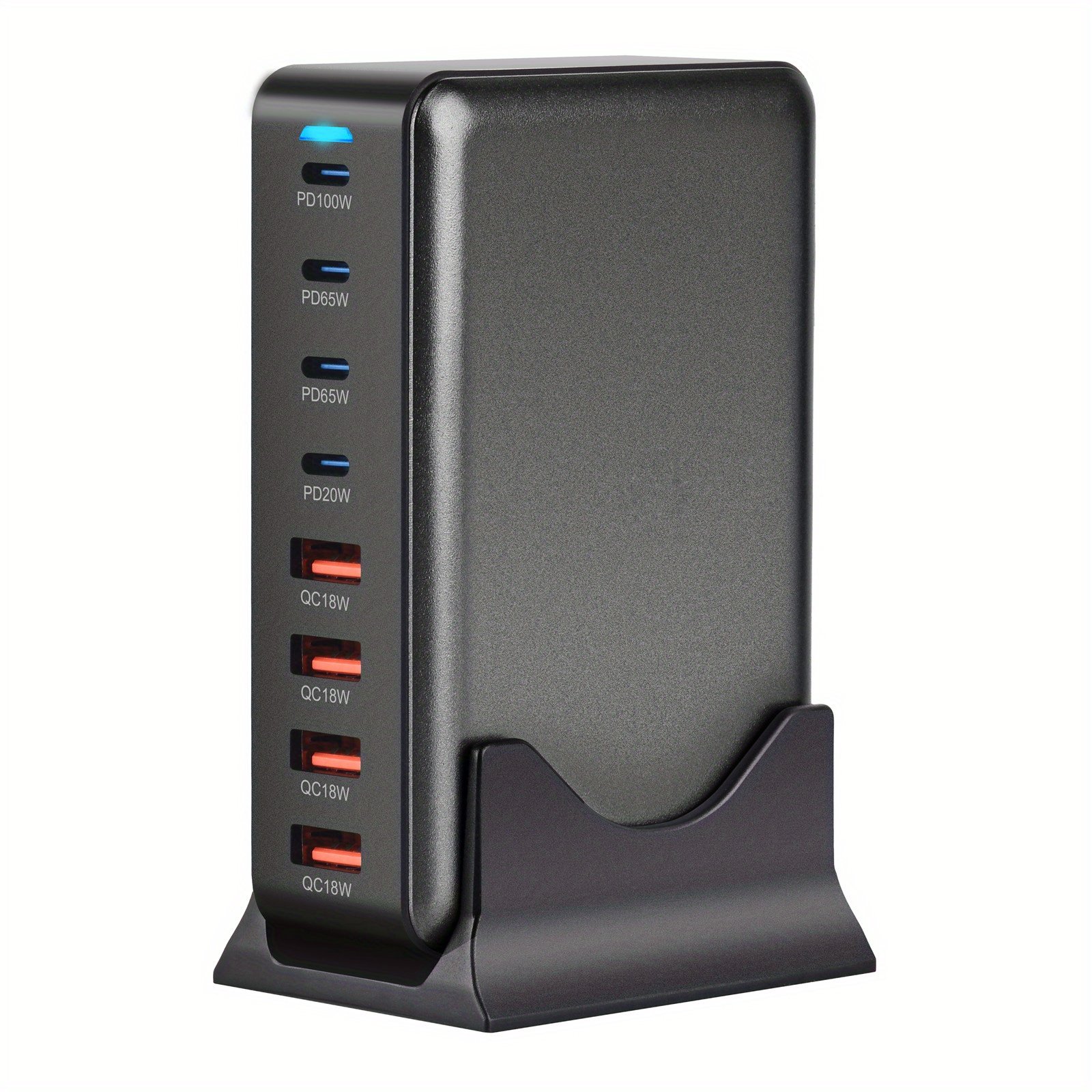 1 pc320w high power multi-port charger with European standard plug with 4 USB and 4 type-c ports multiple charging ports car charger fast cell phone charger with LED charging indicator charging station - Image 4
