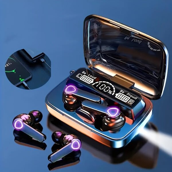 1 Pair Anime Themed In-Ear Wireless Earbuds M19, HiFi Sound, Fingerprint Touch Control, 9D Stereo, Noise Isolation, with LED Display, Rechargeable Case, Condenser Mic, Detachable Cable, Volume Control, Sweat-Resistant, Wireless, Voice Call Noise Reduction