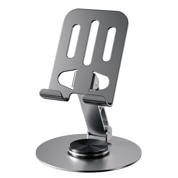 360-Degree Rotating Full Metal Universal Phone and Tablet Stand - Waterproof, Stress-Relieving, Adjustable, and Compact - Durable Iron Construction for Smooth Rotation and Long-Lasting Use - Image 2