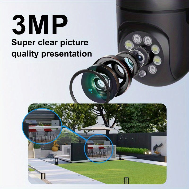 TERUHAL 3MP HD Wireless Security Camera, 2.4GHz WiFi, Color Night Vision, Two-Way Audio, AI Motion Detection, Floodlight, 355° Pan & 90° Tilt, Smartphone Compatible, USB Powered, ABS Material - Image 6