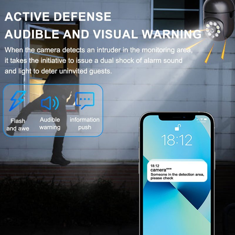 TERUHAL 3MP HD Wireless Security Camera, 2.4GHz WiFi, Color Night Vision, Two-Way Audio, AI Motion Detection, Floodlight, 355° Pan & 90° Tilt, Smartphone Compatible, USB Powered, ABS Material - Image 4