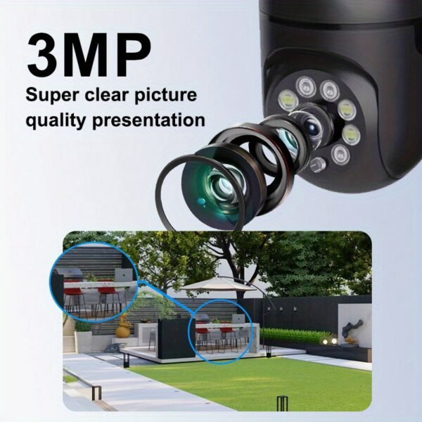 TERUHAL 3MP HD Wireless Security Camera, 2.4GHz WiFi, Color Night Vision, Two-Way Audio, AI Motion Detection, Floodlight, 355° Pan & 90° Tilt, Smartphone Compatible, USB Powered, ABS Material - Image 9