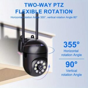 TERUHAL 3MP HD Wireless Security Camera, 2.4GHz WiFi, Color Night Vision, Two-Way Audio, AI Motion Detection, Floodlight, 355° Pan & 90° Tilt, Smartphone Compatible, USB Powered, ABS Material
