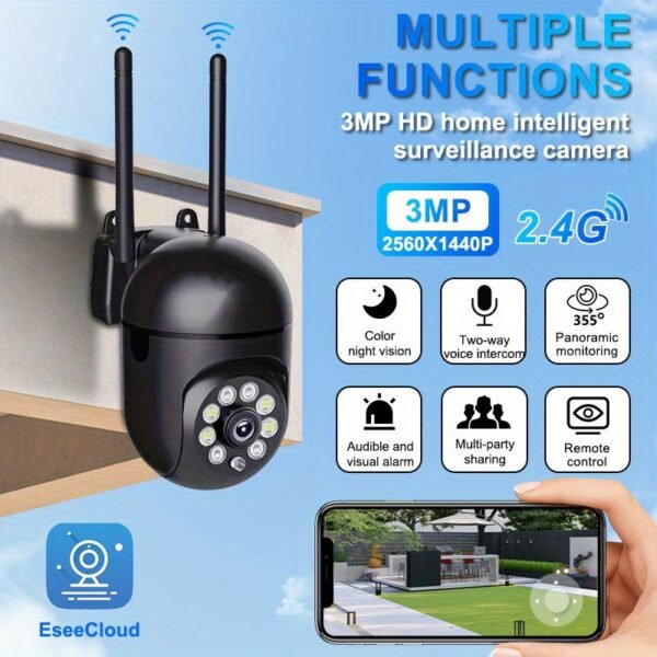 TERUHAL 3MP HD Wireless Security Camera, 2.4GHz WiFi, Color Night Vision, Two-Way Audio, AI Motion Detection, Floodlight, 355° Pan & 90° Tilt, Smartphone Compatible, USB Powered, ABS Material - Image 14