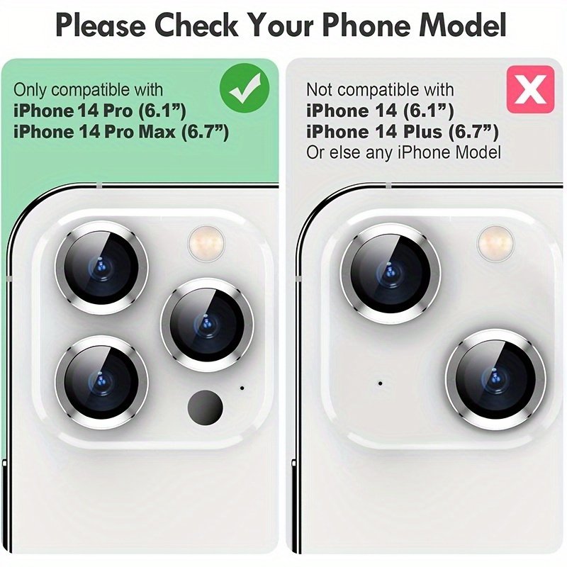 9H Tempered Glass Camera Screen Protector for iPhone 16/15/14, Case-Friendly with Individual Metal Ring Cover - Image 6