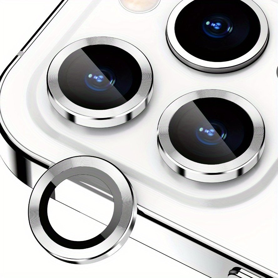 9H Tempered Glass Camera Screen Protector for iPhone 16/15/14, Case-Friendly with Individual Metal Ring Cover