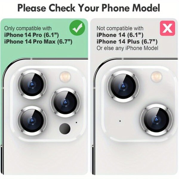 9H Tempered Glass Camera Screen Protector for iPhone 16/15/14, Case-Friendly with Individual Metal Ring Cover - Image 3