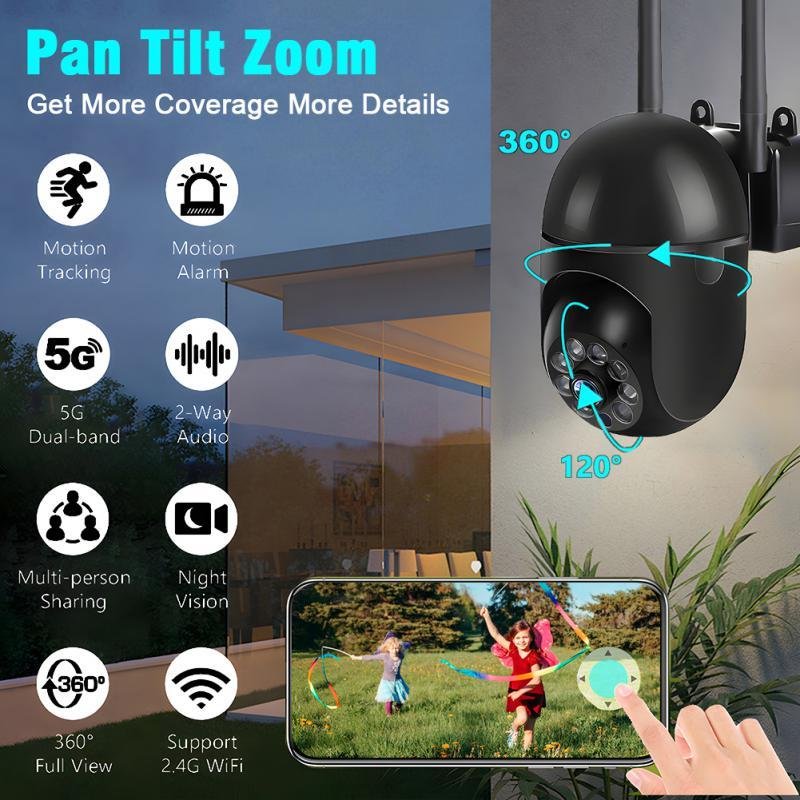 1pc WJG 1080p HD Wireless Security Camera, 2.4G WiFi Indoor Spherical CCTV with Motion Tracking, Full Color Night Vision, Two-Way Audio, Wall Hanging, USB Powered, Non-Waterproof, with App Control and Motion Alerts