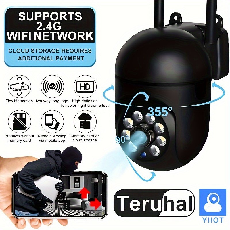 1pc WJG 1080p HD Wireless Security Camera, 2.4G WiFi Indoor Spherical CCTV with Motion Tracking, Full Color Night Vision, Two-Way Audio, Wall Hanging, USB Powered, Non-Waterproof, with App Control and Motion Alerts - Image 5