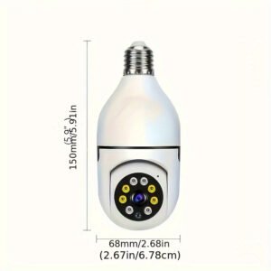 1pc WJG 1080P WiFi Bulb Security Camera, Indoor/Outdoor PTZ with Motion Tracking, Smartphone Compatible, No Battery Required, Easy Installation, 355° View, for Home Surveillance, Smart Bulb Cam