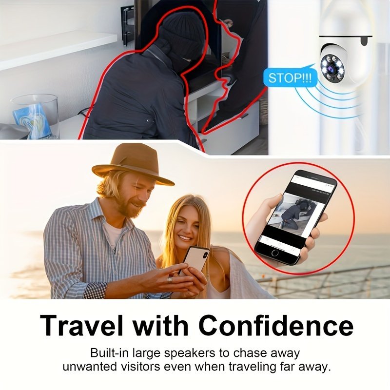 1pc WJG 1080P WiFi Bulb Security Camera, Indoor/Outdoor PTZ with Motion Tracking, Smartphone Compatible, No Battery Required, Easy Installation, 355° View, for Home Surveillance, Smart Bulb Cam - Image 7