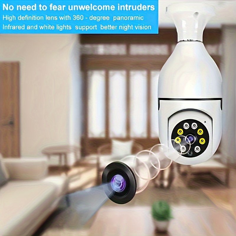 1pc WJG 1080P WiFi Bulb Security Camera, Indoor/Outdoor PTZ with Motion Tracking, Smartphone Compatible, No Battery Required, Easy Installation, 355° View, for Home Surveillance, Smart Bulb Cam - Image 4