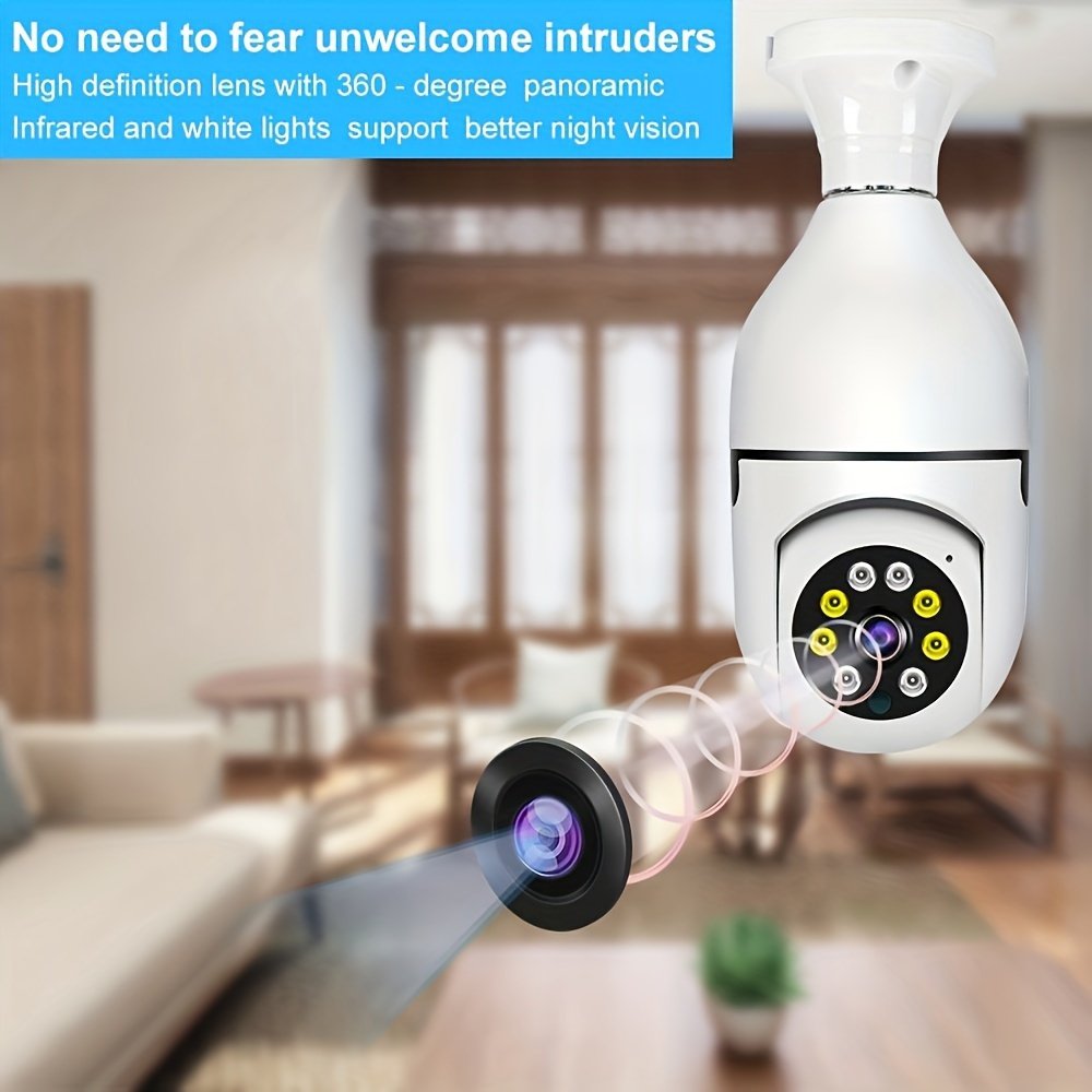 1pc WJG 1080P WiFi Bulb Security Camera, Indoor/Outdoor PTZ with Motion Tracking, Smartphone Compatible, No Battery Required, Easy Installation, 355° View, for Home Surveillance, Smart Bulb Cam - Image 9